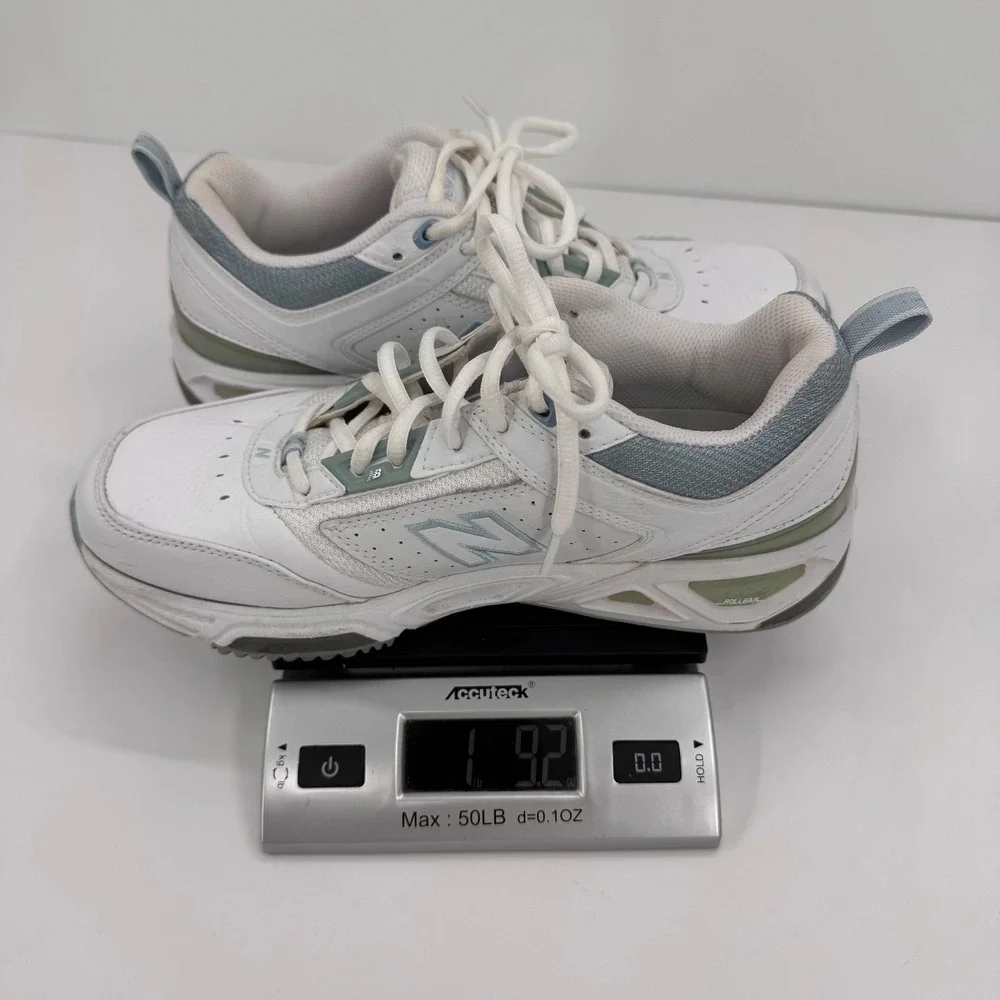 New Balance 855 Women's 8 Roll Bar White Blue Leather Walking Shoes - Picture 13 of 13